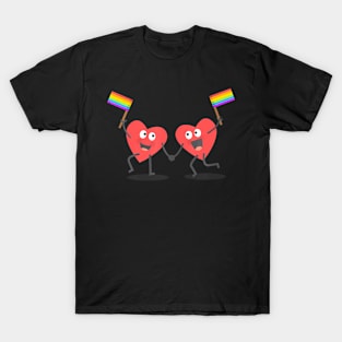 Cute Hearts Waving Flags LGBT T-Shirt